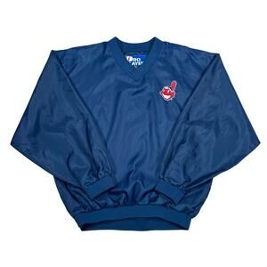 Vintage 90s Cleveland Indians MLB Pro Player Pullover Windbreaker Jacket Size M